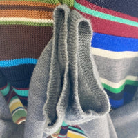 COMME des GARCONS HOMME DEUX コムデギャルソンオムドゥ DN-N001 AD2014 マルチカラーボーダー 切替 Vネック ウール セーター グレー sizeS 瑞穂店