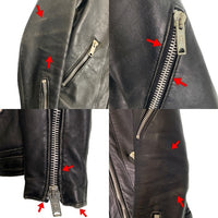 666 トリプルシックス レザー シングルライダースジャケット ブラック 襟付 Size 32 福生店