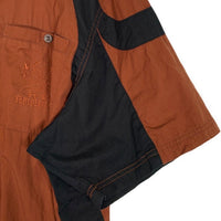 00's~ HARLEY-DAVIDSON ハーレーダビッドソン コットン オープンカラーシャツ 半袖 刺繡 2トーン ブラウン ブラック Size 2XL 福生店