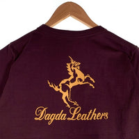 Dagda Leathers ダグダレザーズ プリント ポケットTシャツ 袖刺繡 ダークパープル 旧マッコイ 滝沢氏 Size S 福生店