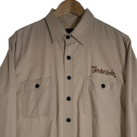 TENDERLOIN テンダーロイン コットン レーヨン ワークシャツ ベージュ ロゴチェーン刺繡 Size M 福生店