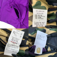 A BATHING APE アベイシングエイプ ナイロン リバーシブルダウンベスト カモフラージュ パープル 001LJ0801019X Size L 福生店
