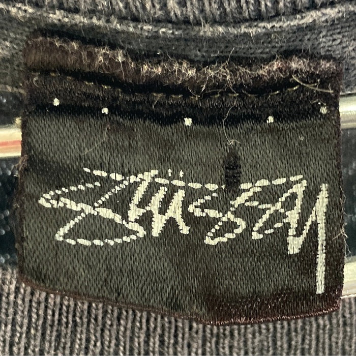 STUSSY ステューシー 80s OLD ヴィンテージ Tシャツ ワールドツアー 光沢黒タグ ネイビー size- 瑞穂店