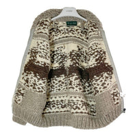 North Pole ノースポール カウチンセーター ジップアップ カナダ製 トナカイ柄 ブラウン Size M 相当 瑞穂店