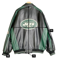 NFL NEW YORK JETS ニューヨーク・ジェッツ オールレザー スタジャン ジャケット 刺繡 ワッペン ブラック グリーン Size XXL 福生店