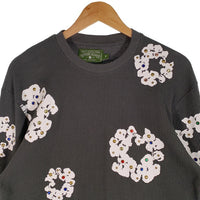 DENIM TEARS デニムティアーズ RHINESTONE COTTON WREATH THERMAL ラインストーンコットンリース サーマルカットソー チャコールグレー Size M 福生店