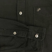 Pherrow's フェローズ ワンポイント刺繍 オックスフォード B.D 長袖シャツ ブラック size15 MEDIUM 瑞穂店