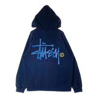 STUSSY ステューシー 銀タグ USA製 前後ストックロゴ プルオーバーパーカー ネイビー sizeL 瑞穂店