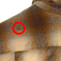 70's PENDLETON ペンドルトン ウール ボードシャツ オープンカラー シャドーチェック オンブレ ブラウン クリーム USA製 Size M 福生店