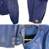 ICON MOTOSPORT アイコン モトスポーツ パンチングレザー ライダースジャケット レーシング 肩パッド ネイビー Size S (38-40) 福生店