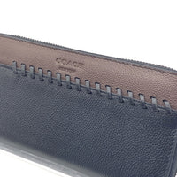 COACH コーチ ラウンドファスナーレザーウォレット ベースボールステッチ ブラック ブラウン 長財布 F21369 福生店
