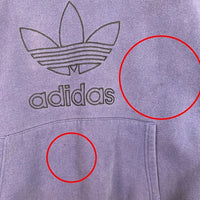 80-90's adidas アディダス トレフォイル刺繡ロゴ プルオーバースウェットパーカー ネイビー USA製 Size M 福生店