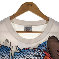 90's LOONEY TUNES ルーニー・テューンズ MONSTER SLAM プリントTシャツ タズマニアンデビル 袖裾ダブル ホワイト 1996コピーライト Size XL 福生店
