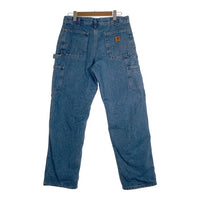 Carhartt カーハート フランネルチェックライナー デニムカーペンターパンツ インディゴ ウォッシュ加工 B236 DST メキシコ製 Size 34×32 福生店