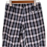 80's STUSSY ステューシー コットン チェック柄 1タック ロングパンツ グレー ブラック USA製 黒タグ Size 29 福生店