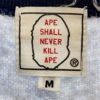 A BATHING APE アベイシングエイプ 初期タグ サルワッペン リンガー 半袖スウェットトレーナー ブルー sizeM 瑞穂店