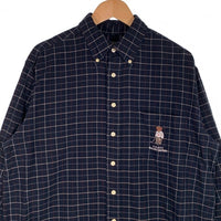CHAPS RALPH LAUREN チャップスラルフローレン ポロベア刺繡 チェック ボタンダウンシャツ ネイビー Size L 福生店