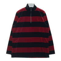 RALPH LAUREN ラルフローレン 90s ベロアボーダーハーフジップ レッド×ブラック sizeL 瑞穂店