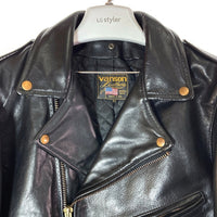 vanson バンソン レザー ダブルライダースジャケット 真鍮バックル ブラック size40 瑞穂店