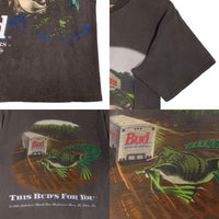 90's Budweiser バドワイザー KING OF BEERS 両面プリント Tシャツ フェードブラック Changes USA製 Size L 福生店
