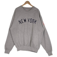 90's majestic マジェスティック Newyork Yankees ニューヨーク ヤンキース アーチロゴ クルーネック スウェット グレー カナダ製 Size XL 福生店