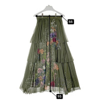 AMERI アメリ プリーツスカート カーキ 花柄 02320990500 Size M 瑞穂店