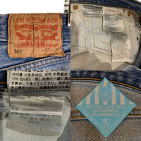 better with age ベターウィズエイジ Levi's リーバイス 501 デニムパンツ プリント 刺繡 Recycled Garment インディゴ ダメージ Size 32 福生店