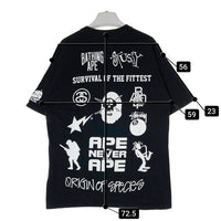 A BATHING APE アベイシングエイプ STUSSY ステューシー 30周年記念 マルチアイコン Tシャツ ブラック sizeL 瑞穂店