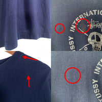 90's STUSSY ステューシー INTERNATIONAL ATHLETICS スカルプリント Tシャツ ネイビー USA製 紺タグ Size XXL 福生店