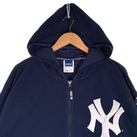 adidas アディダス TRUE TO THE SPORT ポリエステル Newyork Yankees ニューヨークヤンキース MLB フリース ジップアップ フーディー パーカー ネイビー AL4003 Size L 福生店