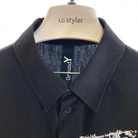 Yohji Yamamoto ヨウジヤマモト GT-B19-020 GroundY グラウンドワイ Basic Shirt English Newspaper x Antique Flower PatternA プリント シャツ ブラック size3 瑞穂店
