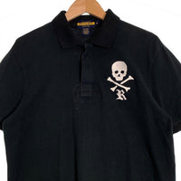 RALPH LAUREN RUGBY ラルフローレンラグビー スカルボーン刺繡 ポロシャツ 鹿の子 半袖 ブラック Size M 福生店