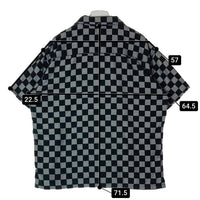 CALEE キャリー パイル 市松模様 オープンカラー 半袖シャツ ブラック sizeL 瑞穂店