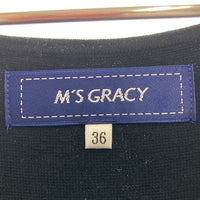 M'S GRACY エムズグレイシー ak-118526 リボンスリーブニットワンピース ブラック ホワイト size36 瑞穂店
