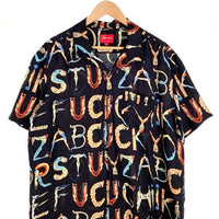 SUPREME シュプリーム 18SS Alphabet Silk Shirt アルファベット シルクシャツ オープンカラー 半袖 ブラック Size XL 福生店