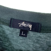 80's STUSSY ステューシー マルチボーダー ポケットTシャツ グリーン 片面 USA製 黒タグ Size L 福生店
