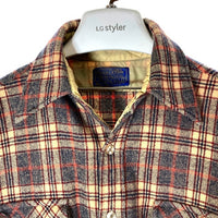 PENDLETON ペンドルトン 70's USA製 ウールシャツ 両ポケット ベージュxブルー sizeL 瑞穂店