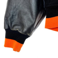 OCEAN PACIFIC オーシャンパシフィック 90's フード付き ウール 袖レザー スタジャン ブラック size- 瑞穂店