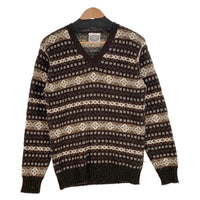 Jamieson's ジャミーソンズ フェアアイル柄 Vネック ウールセーター ブラウン Size S 福生店
