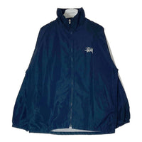 STUSSY ステューシー 90s OLD USA製 袖ライン リフレクター ウインドブレーカー ポリエステル トラックジャケット ロゴ刺繍 ブラック sizeL 瑞穂店
