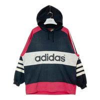 adidas アディダス デサント製 カラー切替 プルオーバーパーカー ブラックxレッド sizeM-L★汚れ有 瑞穂店