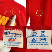 80's Champion チャンピオン BROWN LACROSSE ラバープリント リバースウィーブ プルオーバースウェットパーカー レッド Size S 福生店