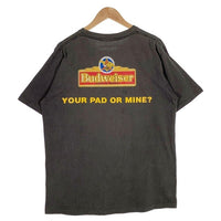 90's Budweiser バドワイザー YOUR PAD OR MINE? スリーフロッグス プリントTシャツ フェードブラック Changes USA製 1995コピーライト Size XL 福生店