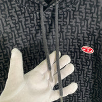 DIESEL ディーゼル 23AW D-UM-RIB-NE モノグラム プルオーバー パーカー フーディー ブラック チャコール Size M 福生店