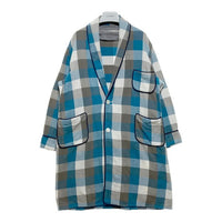 YOUNG&OLSEN ヤングアンドオルセン ガウンコート チェック ホワイトxブルー size 瑞穂店