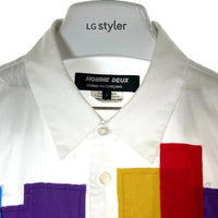 COMME des GARCONS HOMME DEUX コムデギャルソンオムドゥ DM-B034 AD2023 パッチワーク オックスフォードシャツ ホワイト sizeS 瑞穂店