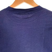 90's majestic マジェスティック Newyork Yankees ニューヨーク ヤンキース 半袖 チームロゴ プリント Tシャツ ネイビー USA製 Size L 福生店