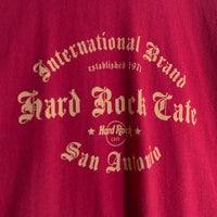 90-00's Hard Rock Cafe ハードロックカフェ プリント リンガーTシャツ レッド ブラック Size L 福生店