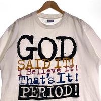 90`s クリスチャン グラフィック 半袖 Tシャツ ホワイト USA製 Size XL 福生店