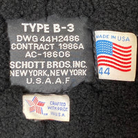SCHOTT ショット 257S B-3 ムートン フライトジャケット ブラック size44※右袖ダメージあり 瑞穂店